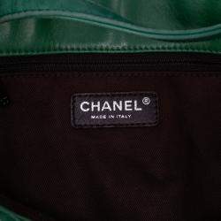 Pre Owned Chanel Black Green CC Quilted Lambskin Country Club Tote