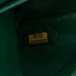 Pre Owned Chanel Green Medium Classic Lambskin Double Flap