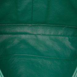 Pre Owned Chanel Green Medium Classic Lambskin Double Flap