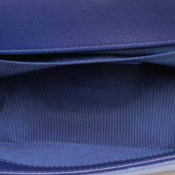 Pre Owned Chanel Blue Old Medium Quilted Velvet Boy Flap
