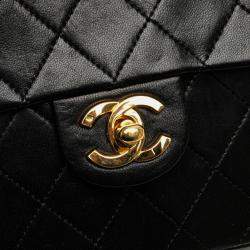 Pre Owned Chanel Mini Classic Black Lambskin Shoulder Bag