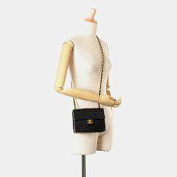 Pre Owned Chanel Mini Classic Black Lambskin Shoulder Bag