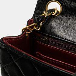 Pre Owned Chanel Mini Classic Black Lambskin Shoulder Bag