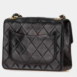 Pre Owned Chanel Mini Classic Black Lambskin Shoulder Bag