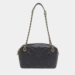 Pre Owned Chanel Black Leather CC Line \Shoulder Bag