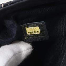 Pre Owned Chanel Metallic Stitch Navy Calfskin Leather Flap Bag