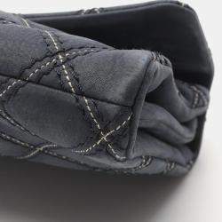 Pre Owned Chanel Metallic Stitch Navy Calfskin Leather Flap Bag