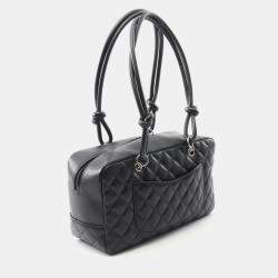 Pre Owned Chanel Cambon Ligne Black Patent Leather Bowling Bag