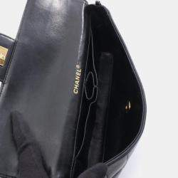 Pre Owned Chanel Chocobar Black Lambskin Leather Shoulder Bag