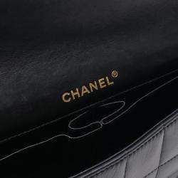 Pre Owned Chanel Chocobar Black Lambskin Leather Shoulder Bag