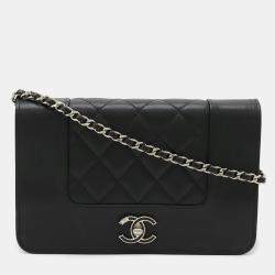 Pre Owned Chanel Mademoiselle Black Leather Chain Wallet