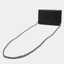 Pre Owned Chanel Mademoiselle Black Leather Chain Wallet
