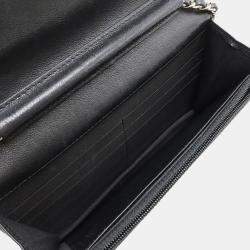 Pre Owned Chanel Mademoiselle Black Leather Chain Wallet