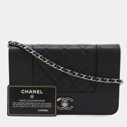 Pre Owned Chanel Mademoiselle Black Leather Chain Wallet