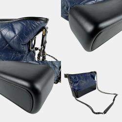 Pre Owned Chanel Gabrielle Navy Leather Shoulder Bag