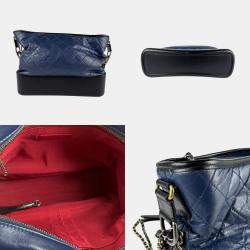 Pre Owned Chanel Gabrielle Navy Leather Shoulder Bag