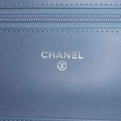 Pre Owned Chanel Blue CC Caviar Wallet On Chain