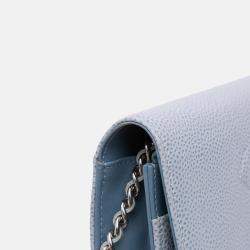 Pre Owned Chanel Blue CC Caviar Wallet On Chain