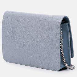 Pre Owned Chanel Blue CC Caviar Wallet On Chain