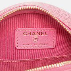 Pre Owned Chanel CC Quilted Caviar Round Clutch With Chain
