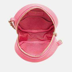 Pre Owned Chanel CC Quilted Caviar Round Clutch With Chain