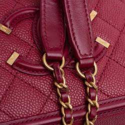 Pre Owned Chanel Small Caviar Filigree Vanity Case