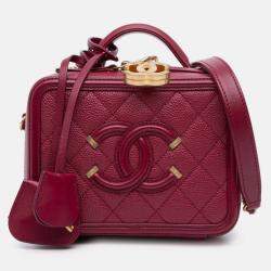 Pre Owned Chanel Small Caviar Filigree Vanity Case