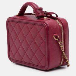 Pre Owned Chanel Small Caviar Filigree Vanity Case