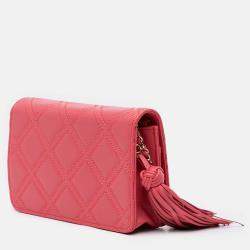 Pre Owned Chanel Quilted Lambskin Double Stitch Tassel Wallet On Chain