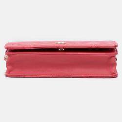 Pre Owned Chanel Quilted Lambskin Double Stitch Tassel Wallet On Chain