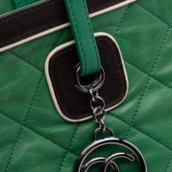 Pre Owned Chanel Green Large Quilted Lambskin Country Club Tote