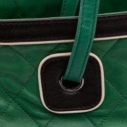 Pre Owned Chanel Green Large Quilted Lambskin Country Club Tote