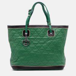 Pre Owned Chanel Green Large Quilted Lambskin Country Club Tote