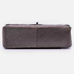 Pre Owned Chanel Grey Jumbo Classic Lambskin Double Flap