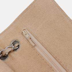 Pre Owned Chanel Medium Classic Lambskin Trimmed Canvas Line Double Flap