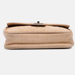 Pre Owned Chanel Medium Classic Lambskin Trimmed Canvas Line Double Flap
