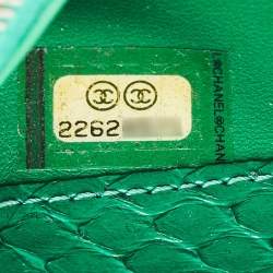 Pre Owned Chanel Green Python O Phone Pouch with Chain