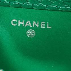 Pre Owned Chanel Green Python O Phone Pouch with Chain