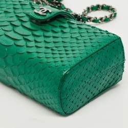 Pre Owned Chanel Green Python O Phone Pouch with Chain