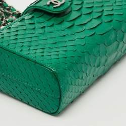 Pre Owned Chanel Green Python O Phone Pouch with Chain
