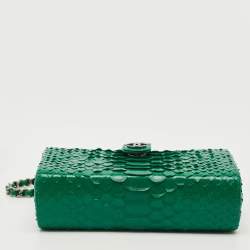 Pre Owned Chanel Green Python O Phone Pouch with Chain