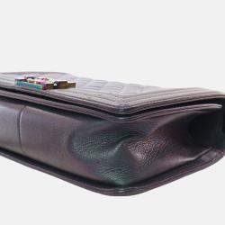 Pre Owned Chanel Old Medium Quilted Iridescent Goatskin Boy Flap