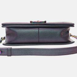 Pre Owned Chanel Old Medium Quilted Iridescent Goatskin Boy Flap
