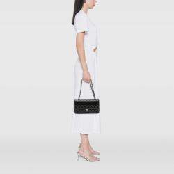 Pre Owned Chanel Black Medium Classic Caviar Double Flap