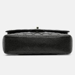 Pre Owned Chanel Black Medium Classic Caviar Double Flap