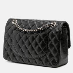 Pre Owned Chanel Black Medium Classic Caviar Double Flap