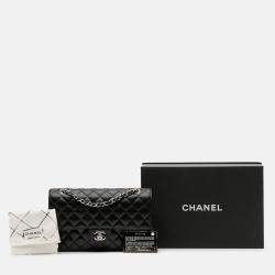 Pre Owned Chanel Black Medium Classic Caviar Double Flap