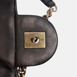 Pre Owned Chanel Black Large Quilted Iridescent Calfskin Shiva Flap