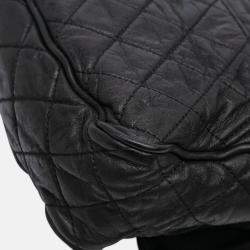 Pre Owned Chanel Black Large Quilted Iridescent Calfskin Shiva Flap