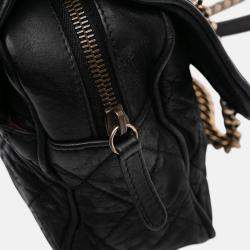 Pre Owned Chanel Black Large Quilted Iridescent Calfskin Shiva Flap